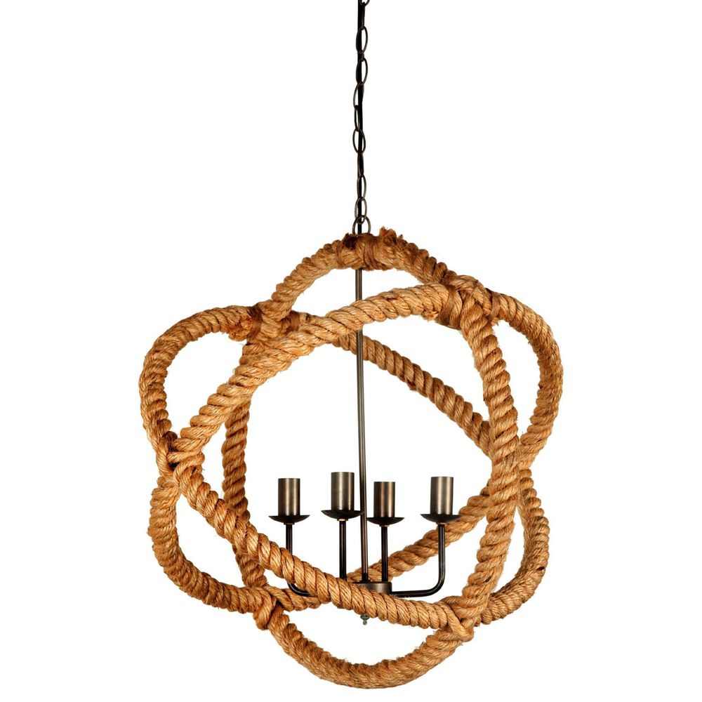 Mercana Amberg 4-Light Chandelier in Brass and Natural, , large