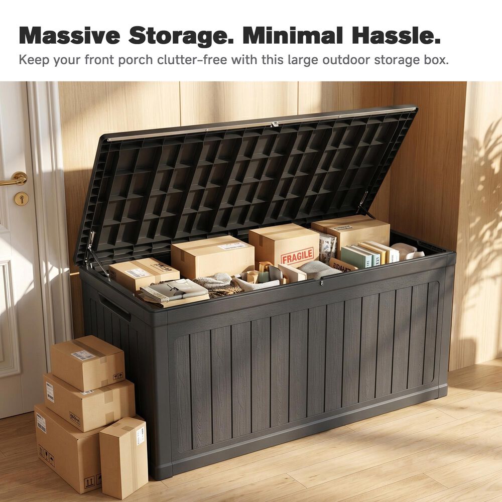 Hearth and Haven 260-Gallon Outdoor Plastic Deck Box in Black, , large