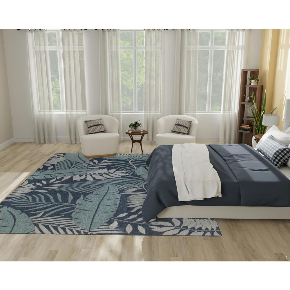 Nourison Garden Oasis GOA02 Navy 8&#39; x 10&#39; Indoor/Outdoor Area Rug, , large
