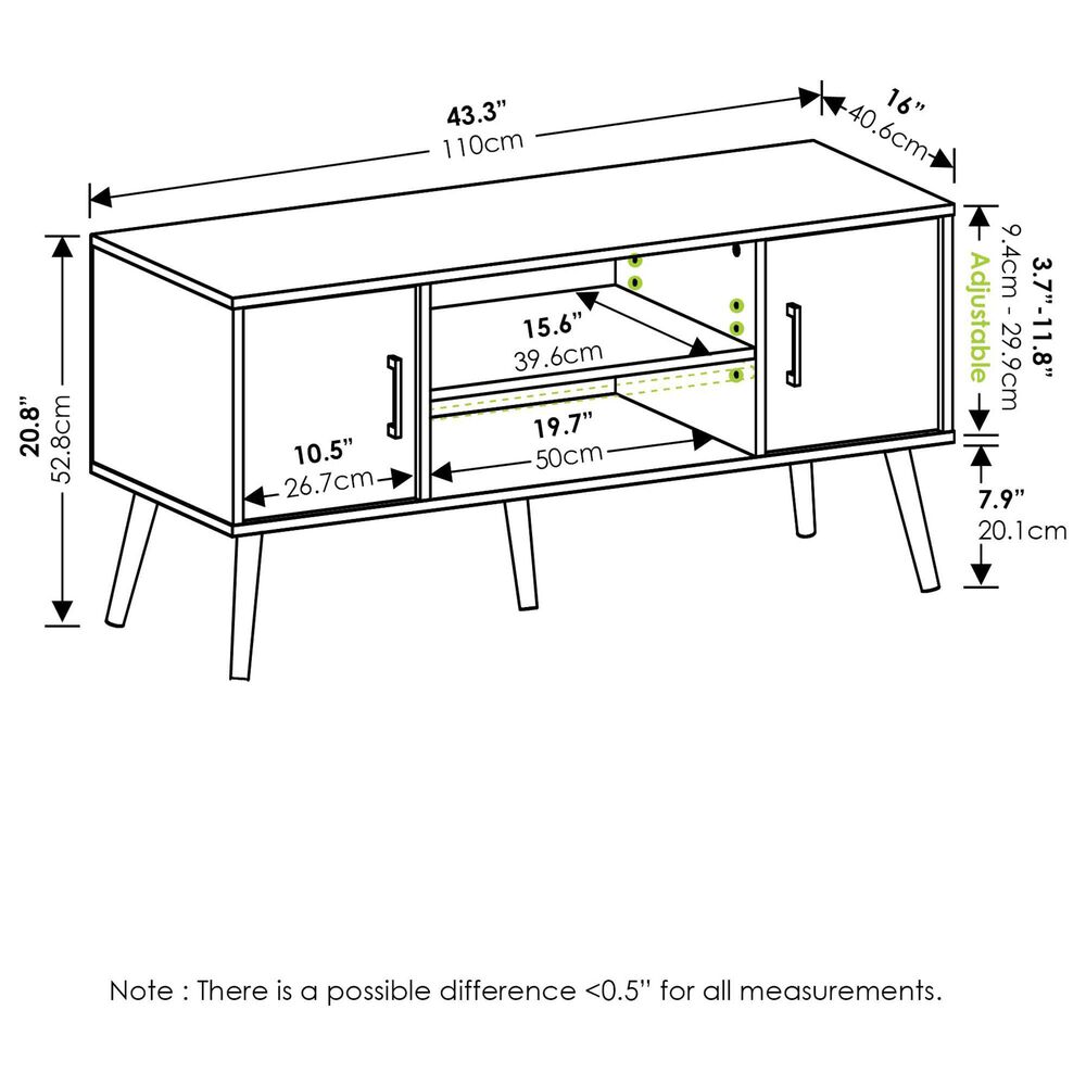 HOMLUX 43.3" TV Stand with 2-Door in Espresso, , large