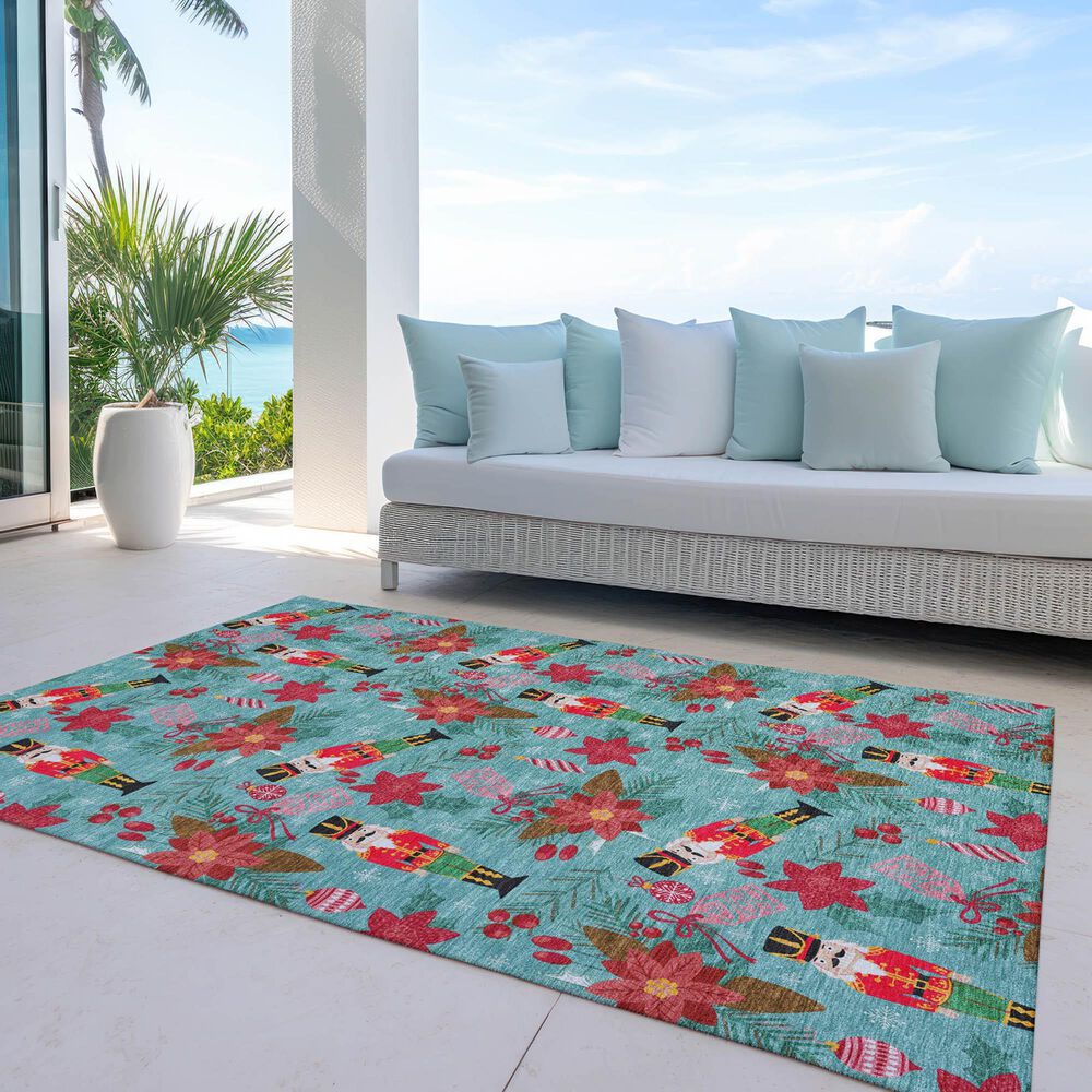 Dalyn Rug Company Wonderland WN30 3&#39; x 5&#39; Teal Indoor/Outdoor Area Rug, , large
