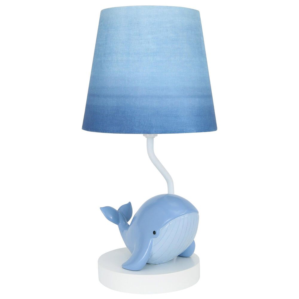 Lambs &amp; Ivy Bubbles and Squirt Hand Painted Whale Lamp in Blue, , large
