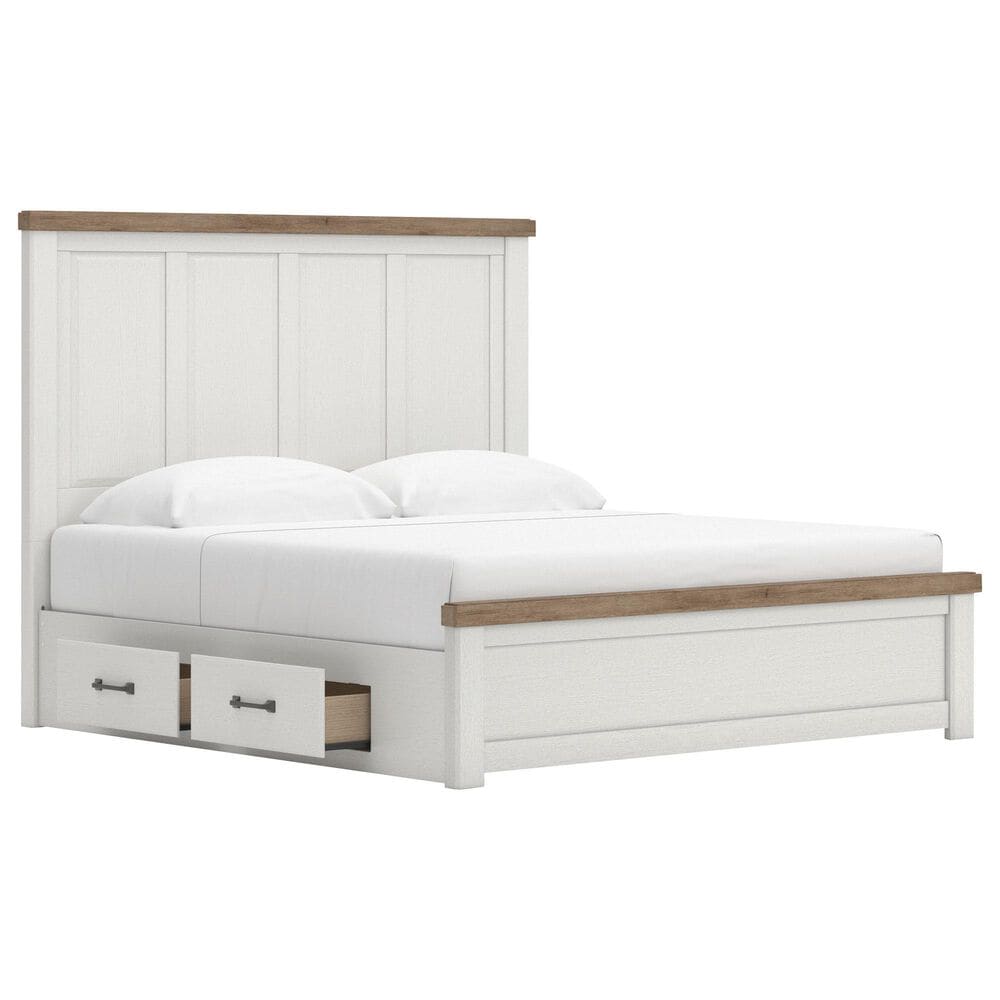 Ashley Savonport King Storage Panel Bed in White and Brown, , large