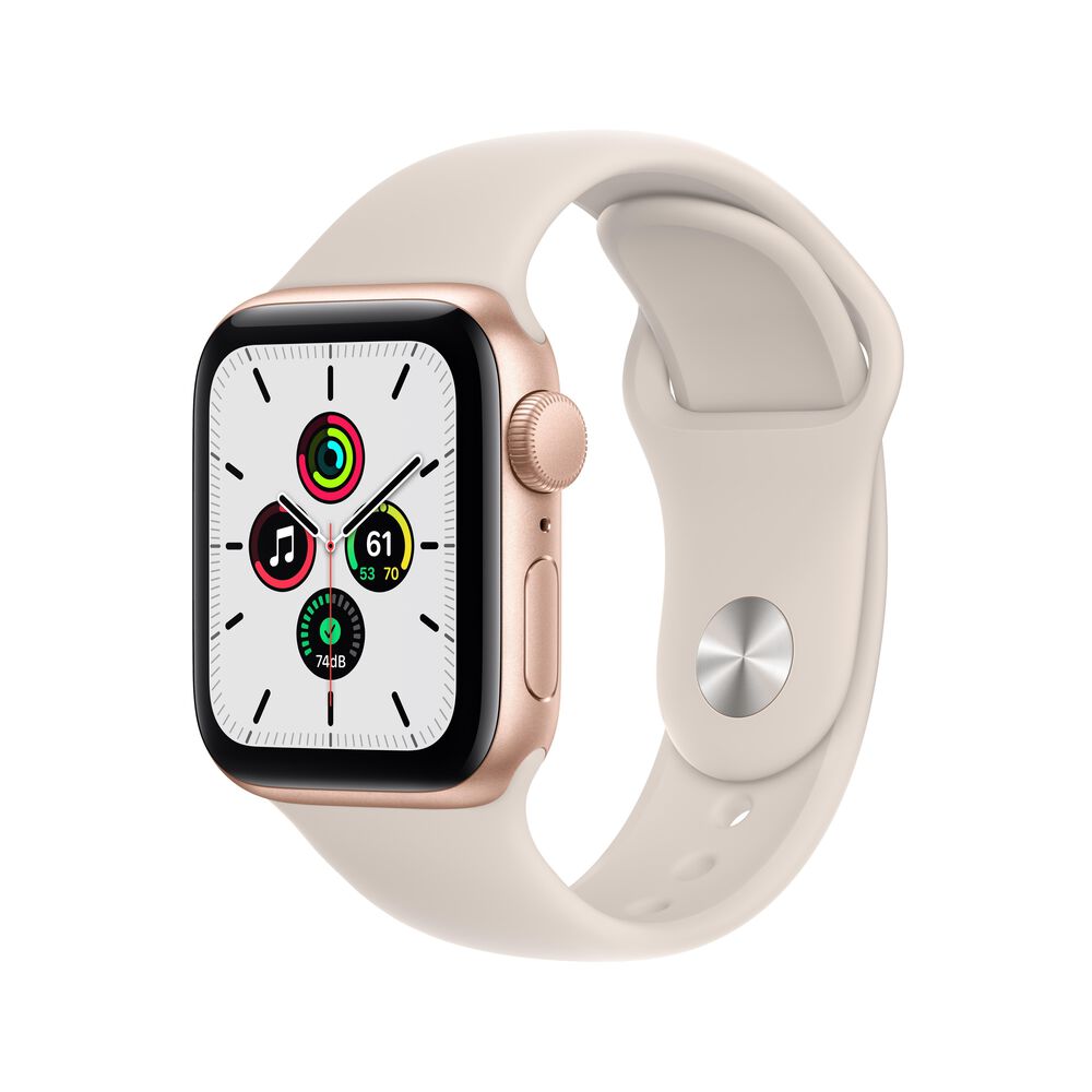 Apple 40mm Watch SE (Latest Model) Gold Aluminum Case with Starlight Sport Band, , large