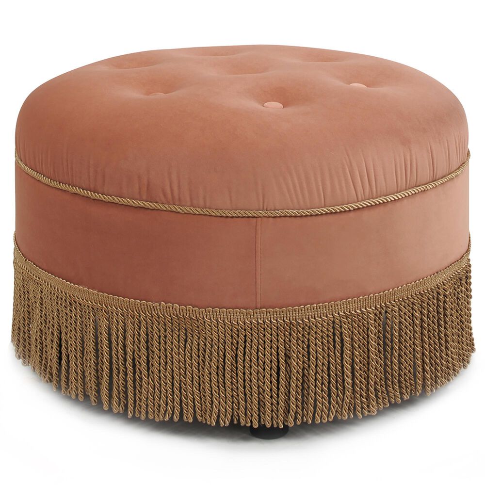 Jennifer Taylor Home Yolanda Accent Ottoman in Peach Orange Velvet, , large