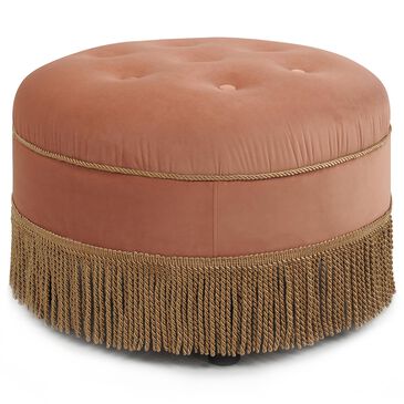 Jennifer Taylor Home Yolanda Accent Ottoman in Peach Orange Velvet, , large