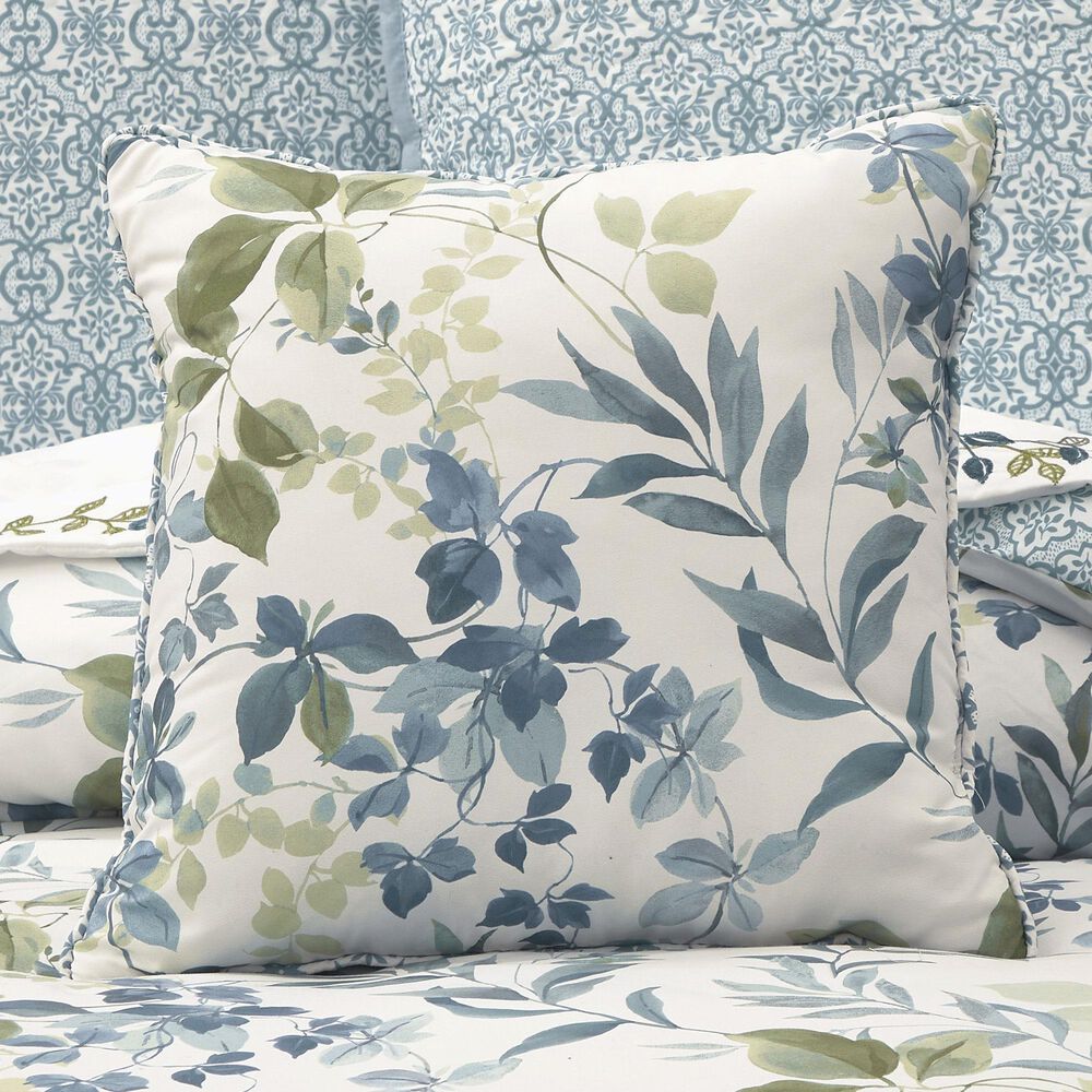 J. Queen New York Evergreen 16&quot; Square Throw Pillow in Blue and Green, , large