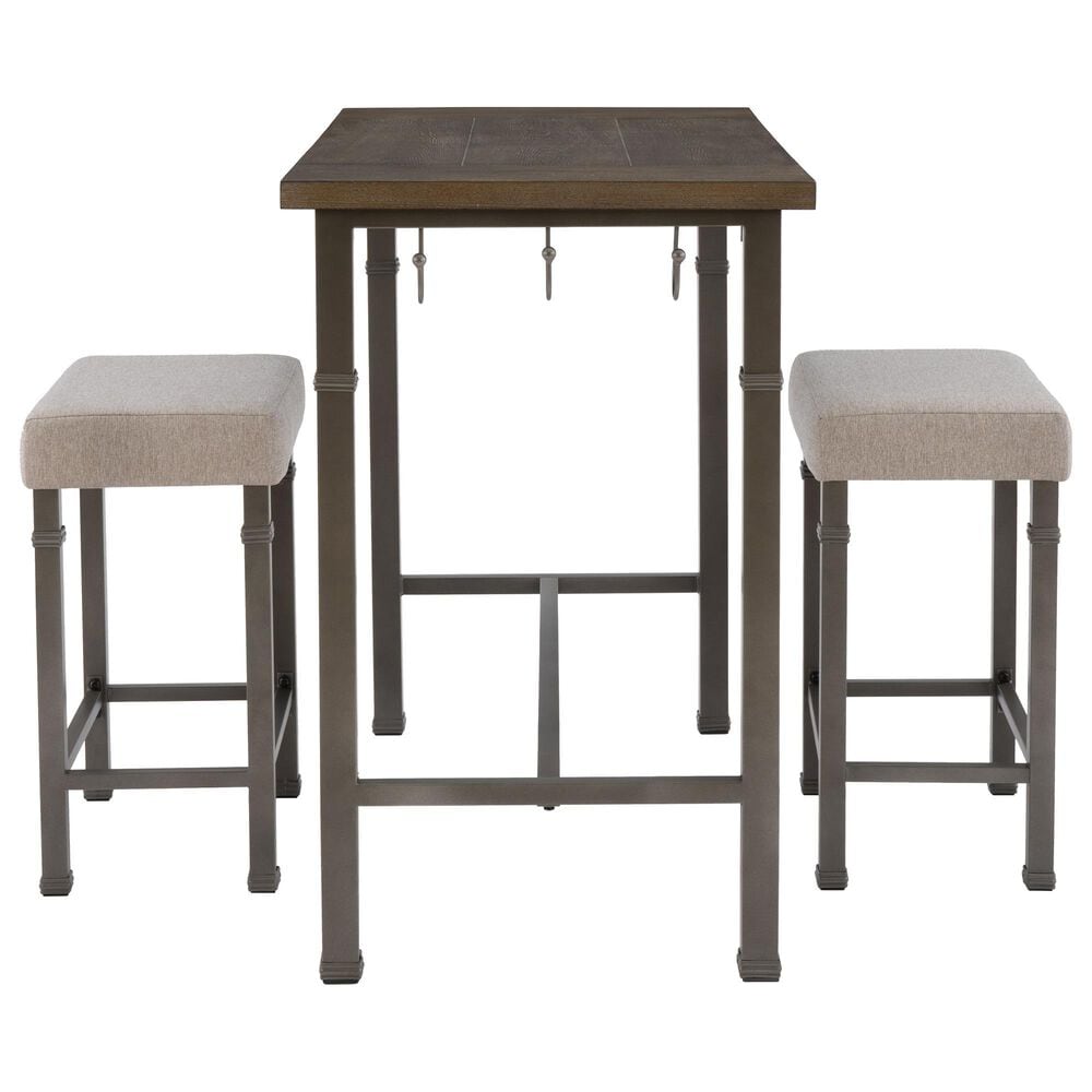Linon Home Decor Austin 3-Piece Pub Set in Pewter and Grey Wash, , large