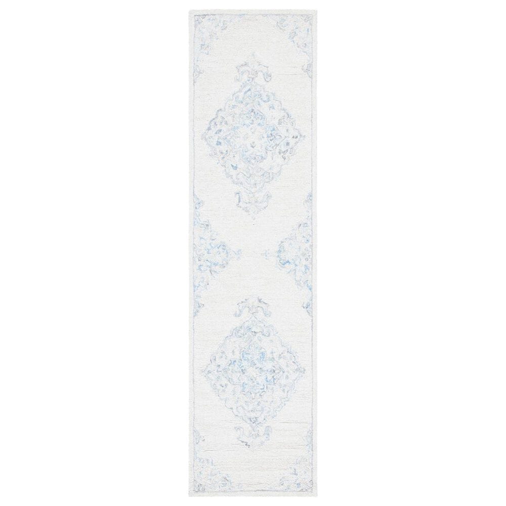 Safavieh Micro-Loop MLP516A 2"3" x 9" Ivory and Blue Runner, , large