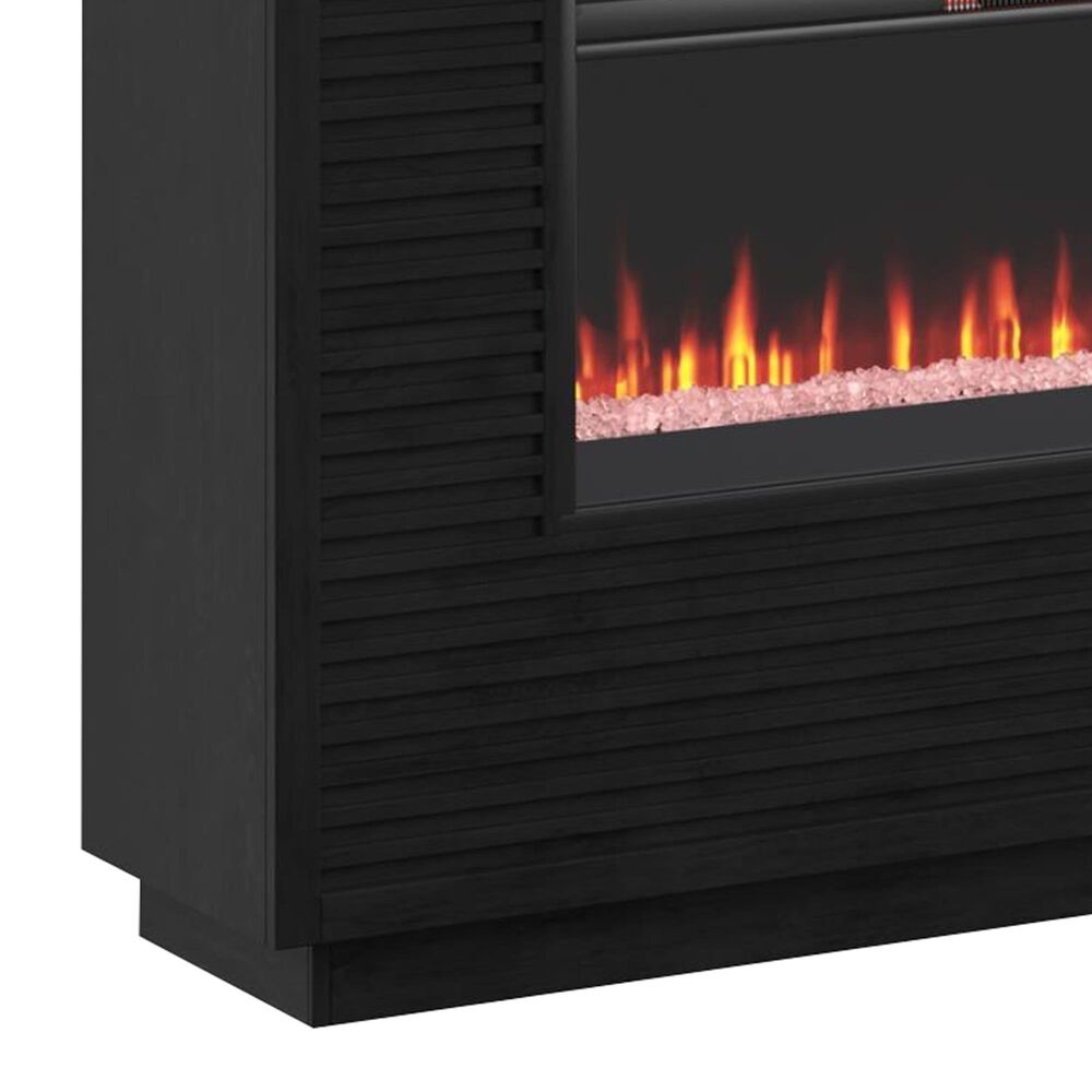 Legends Home Stardust Fireplace Mantel with Fireplace Insert in Seal Skin Black, , large