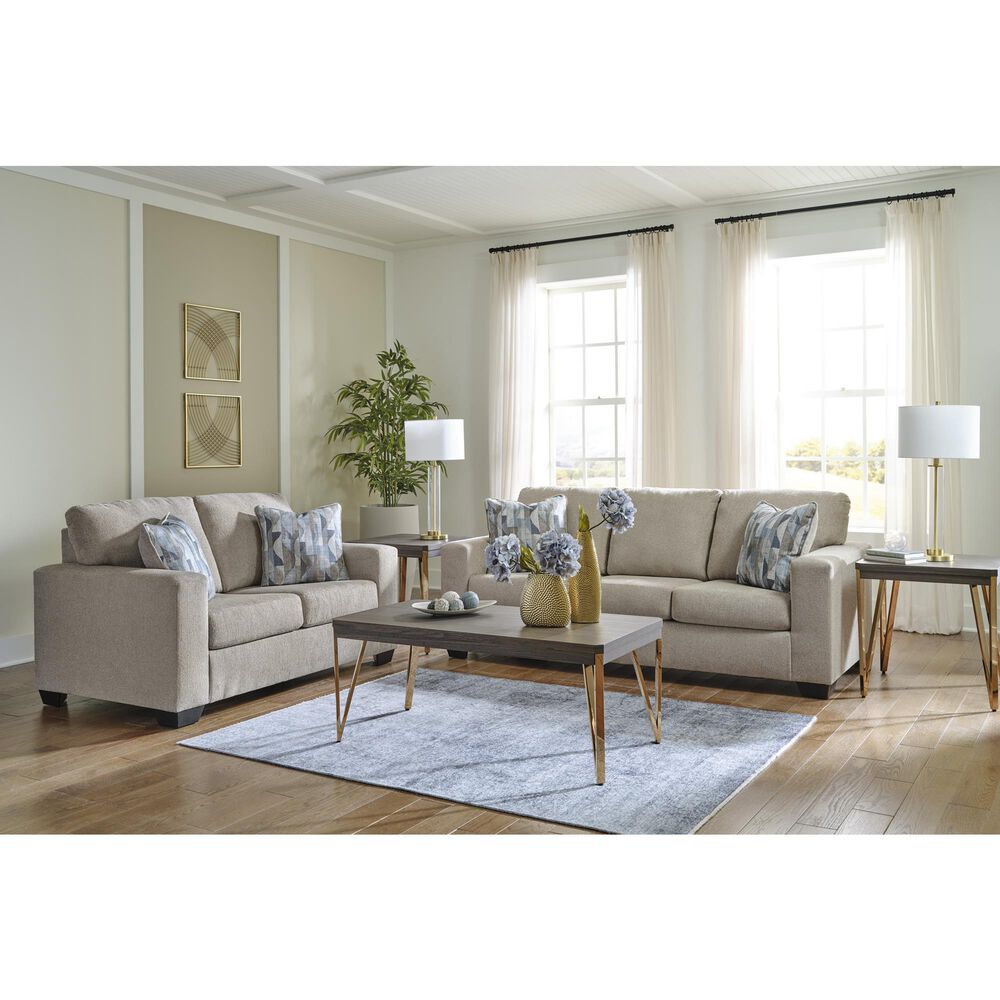Ashley Deltona Stationary Sofa and Loveseat Set in Parchment, , large
