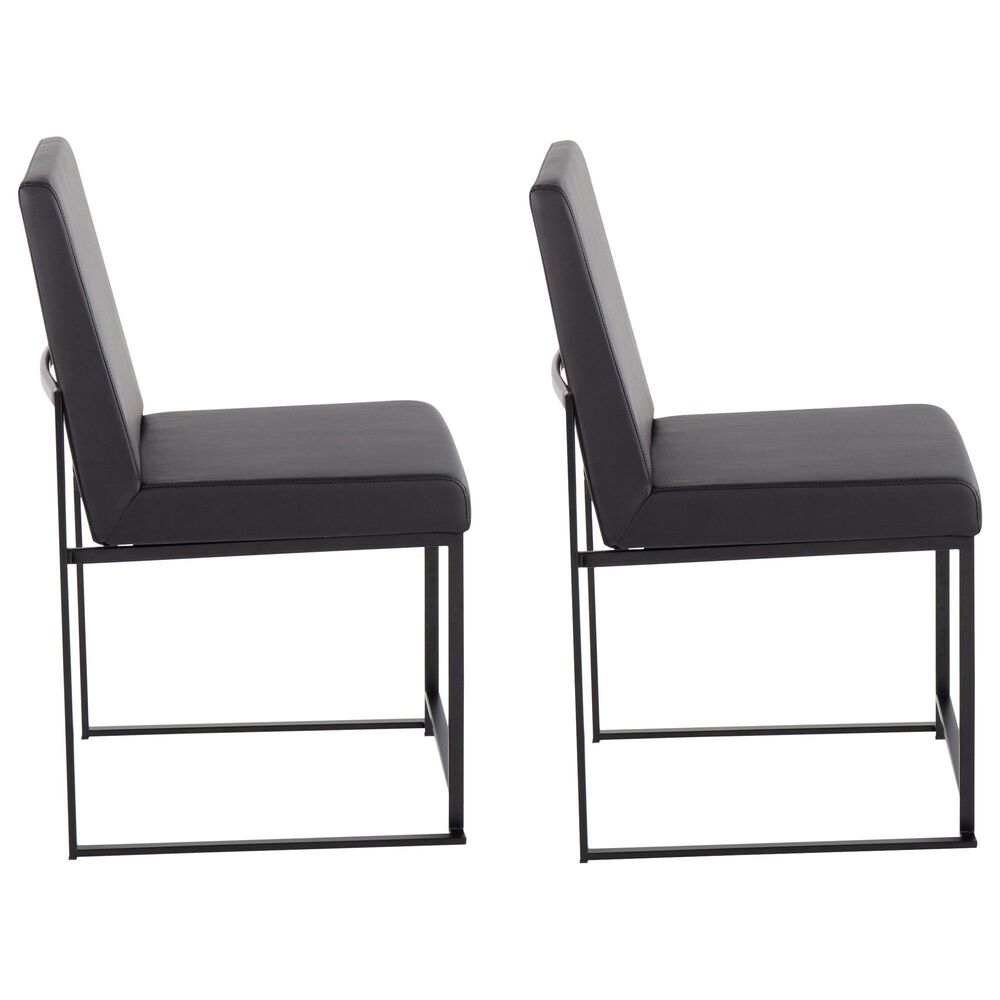 LumiSource Fuji Side Chair with Black Faux Leather Cushion in Black (Set of 2), , large