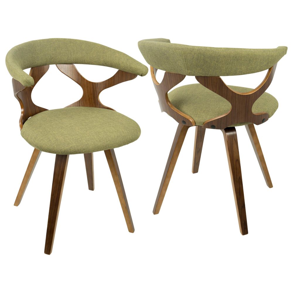 Lumisource Gardenia Dining Chair in Green/Walnut, , large