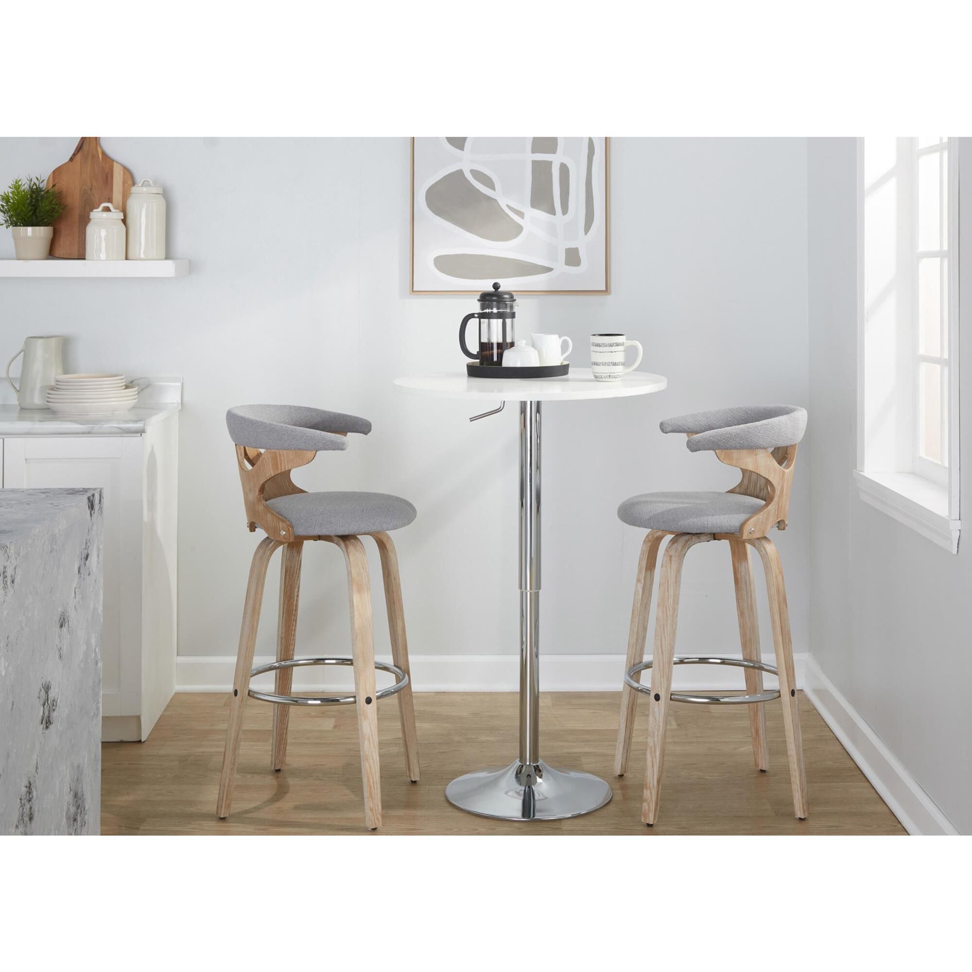 LumiSource Gardenia Swivel Fixed-Height Bar Stool with Cream Faux