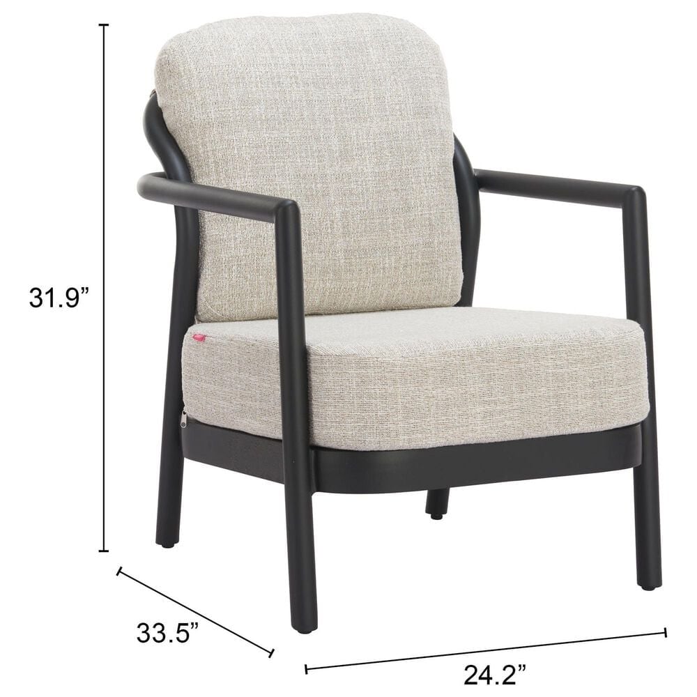 Zuo Modern Rein Patio Accent Chair in Beige, , large