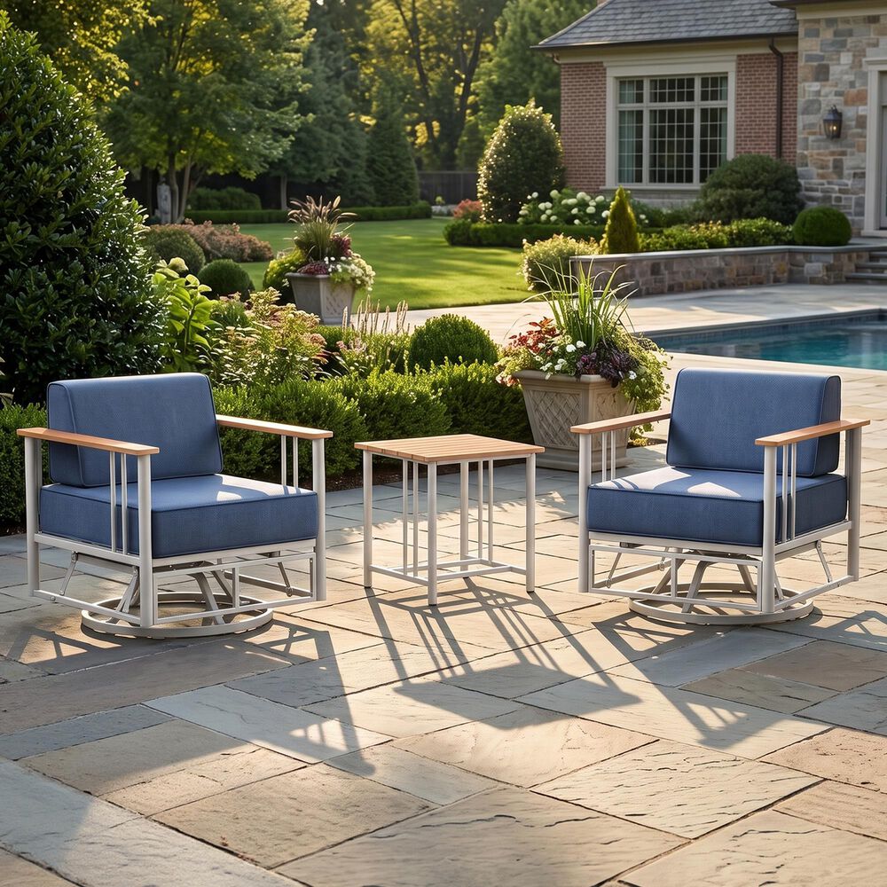 Sunwell Garden 3-Piece Patio Conversation Set in Blue, , large