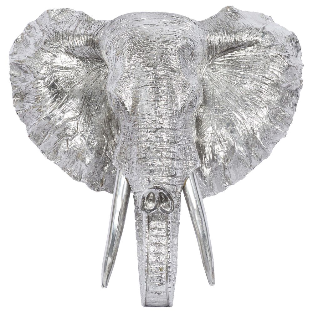 Maple and Jade 16" x 16" Eclectic Elephant Head Wall Decor in Silver, , large