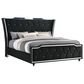 Pacific Landing Lorient King Upholstered Wingback Bed in Black, , large