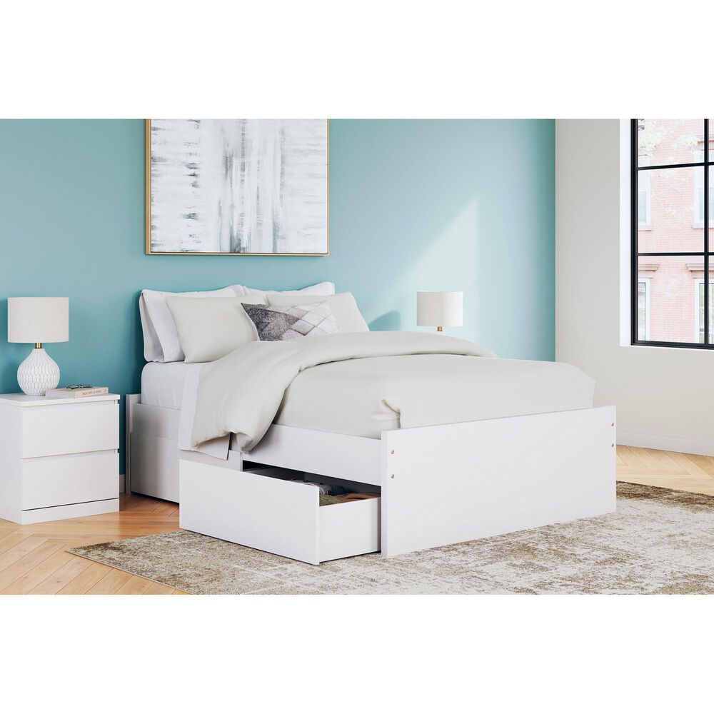 Ashley Onita Full Platform Bed with No Headboard and 2 Side Storage in White, , large