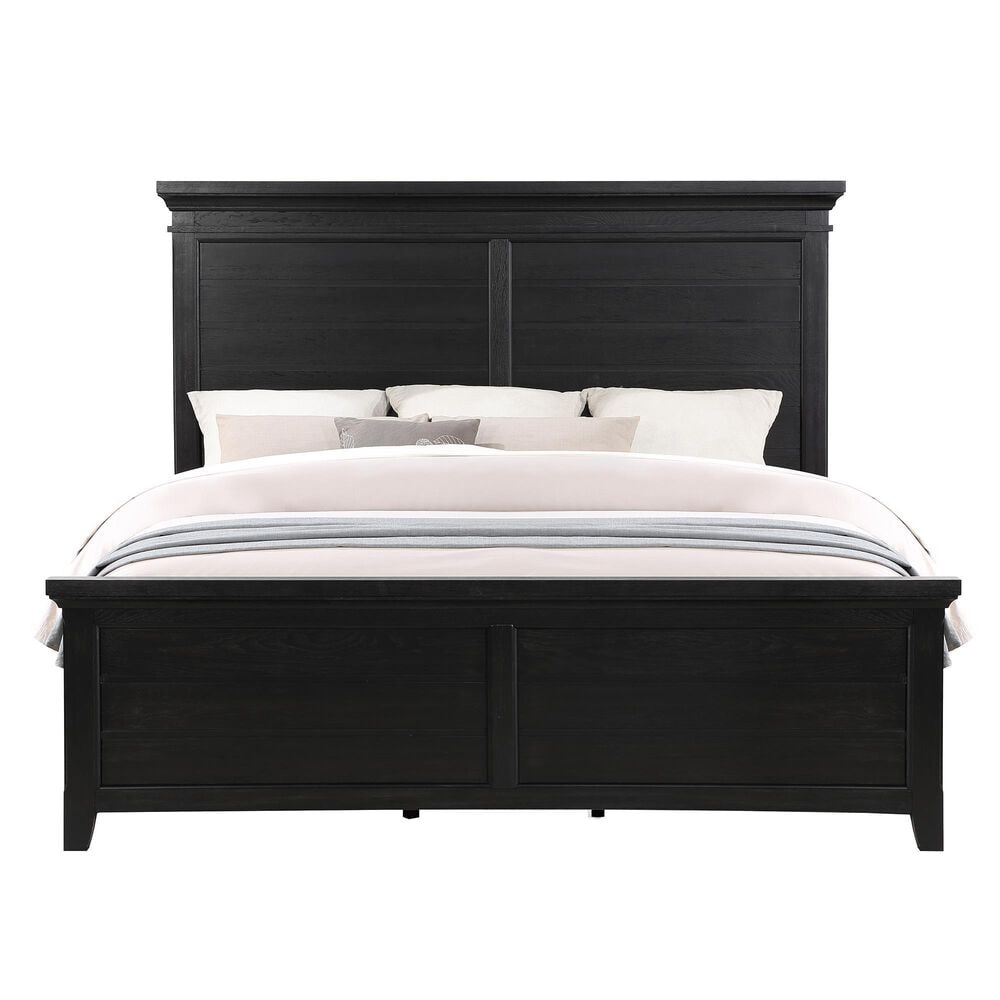 Davis International Queen Panel Bed in Lightly Distressed Black, , large