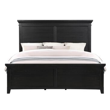 Davis International Queen Panel Bed in Lightly Distressed Black, , large
