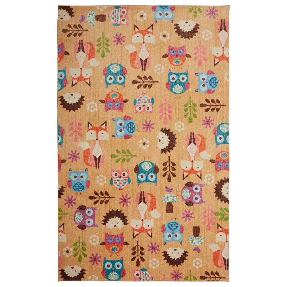 Karastan Prismatic 5" x 8" Blue, Green, Orange and Tan Kids Area Rug, , large