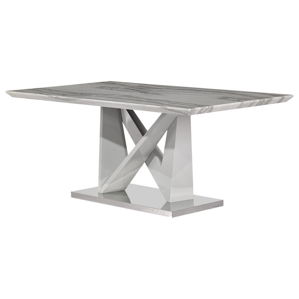Global Furniture USA Metal and Faux Stone Dining Table in Gray and Chrome, , large