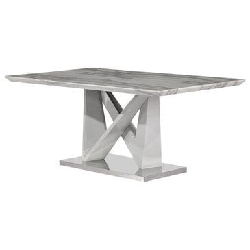 Global Furniture USA Metal and Faux Stone Dining Table in Gray and Chrome, , large