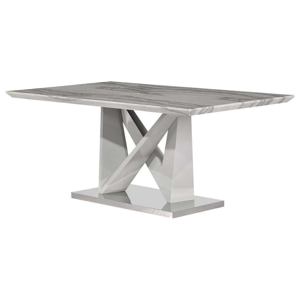 Global Furniture USA Metal and Faux Stone Dining Table in Gray and Chrome, , large