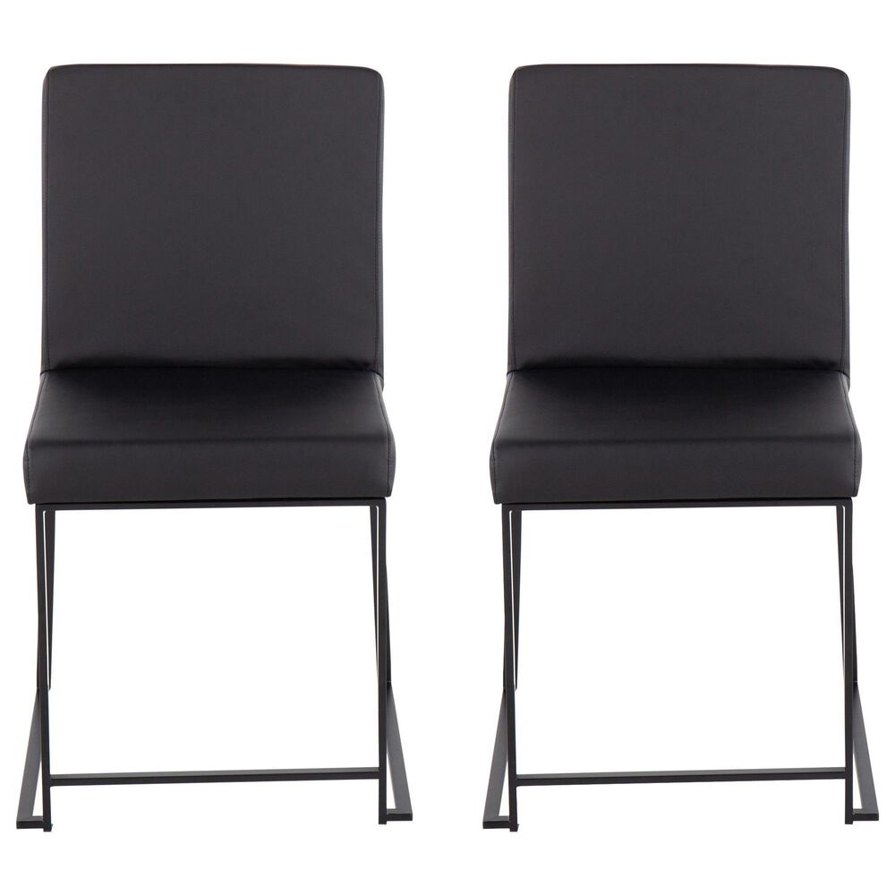 LumiSource Fuji Side Chair with Black Faux Leather Cushion in Black (Set of 2), , large