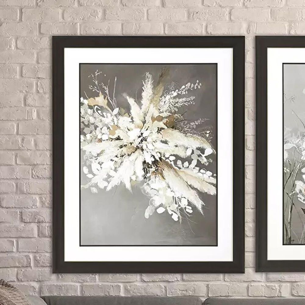 Paragon Light Leaves I 52&quot; x 42&quot; Framed Art in Ivory and Gray, , large