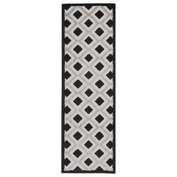 Nourison Aloha Geometric 2" x 6" Black and White Indoor/Outdoor Runner, , large