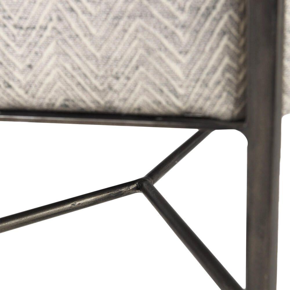 Mercana Charlotte Bench with Gray Herringbone Fabric Cushion Seat in Antique Nickel, , large