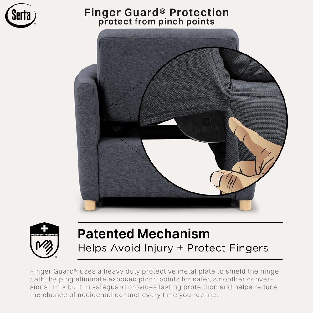 Lifestyle Solutions Conley Convertible Chair in Navy Blue, , large