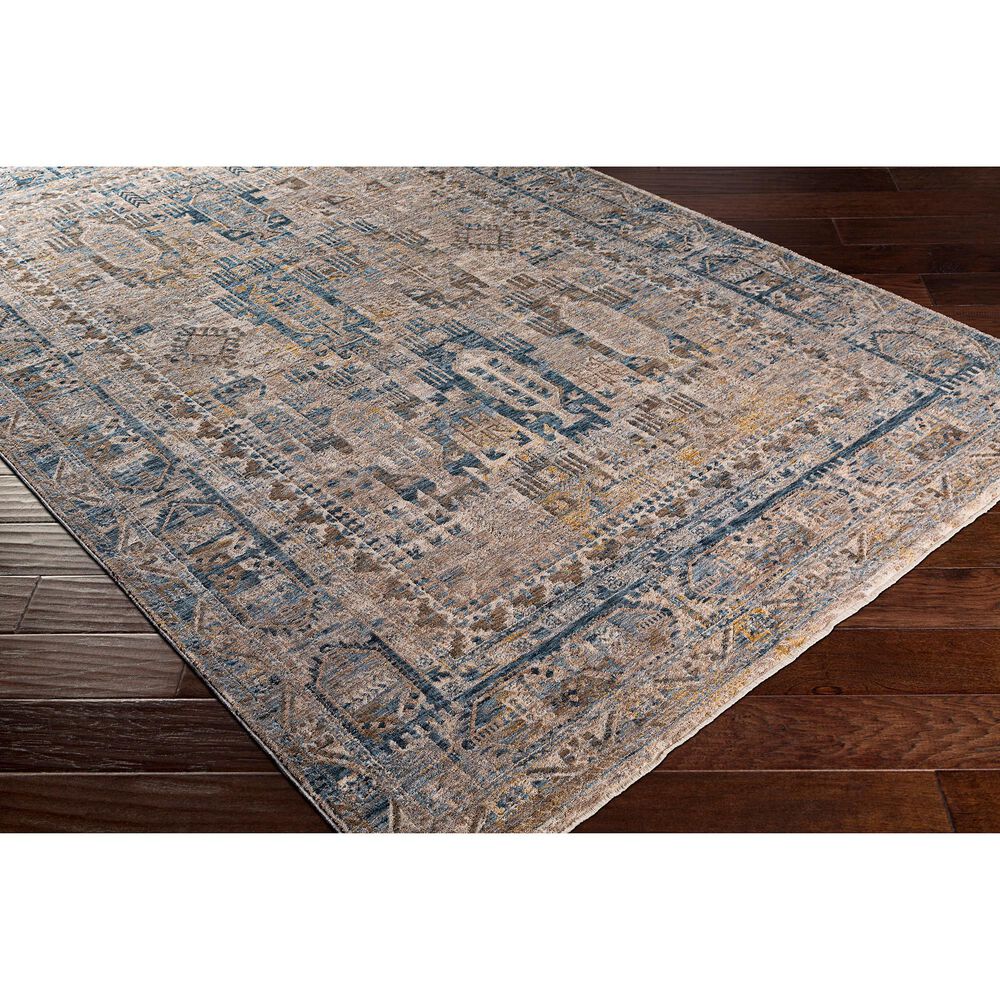 Surya Mirabel MBE-2302 5&#39; x 7&#39;5&quot; Navy, Denim, Cream, Brown, Saffron, Taupe and Gray Area Rug, , large