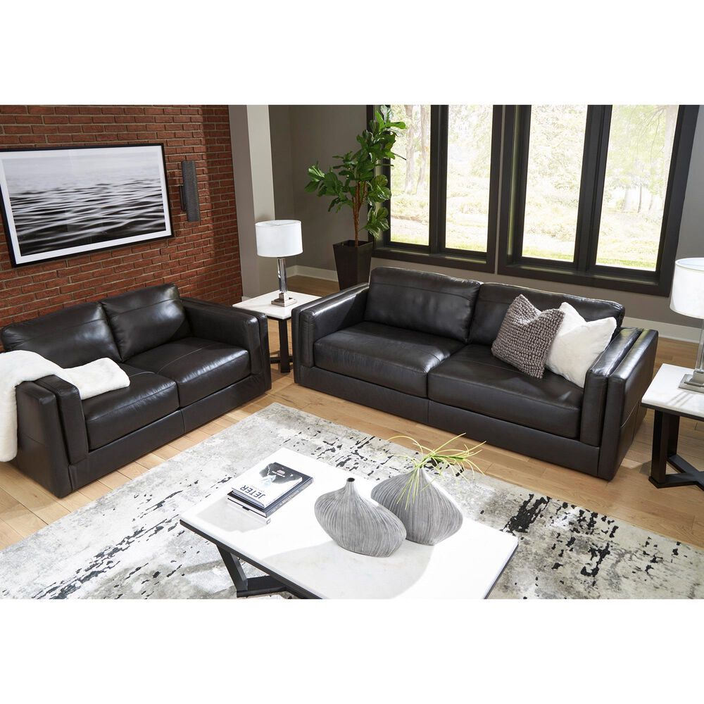 Ashley Amiata Stationary Sofa and Loveseat Set in Onyx, , large