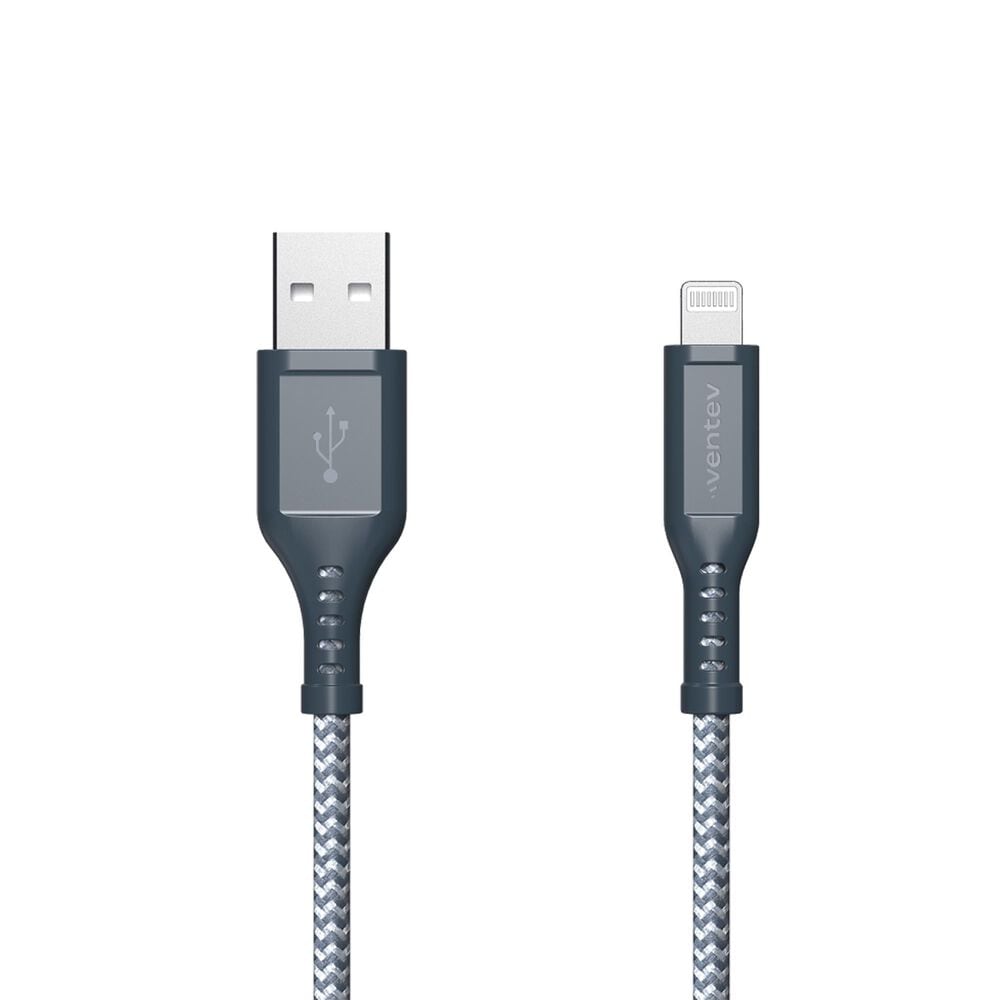 Ventev High Speed Usb A To Apple Lightning Braided Cable With 2x The Copper For Faster Charging 6ft - Gray, , large