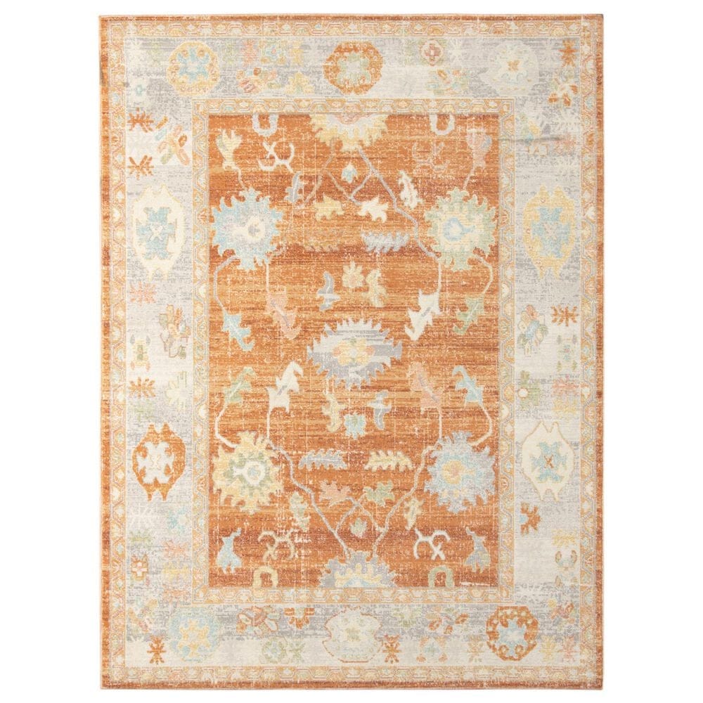 Amer Rugs Bohemian 7"9" x 9"9" Orange Beige Area Performance Rug, , large