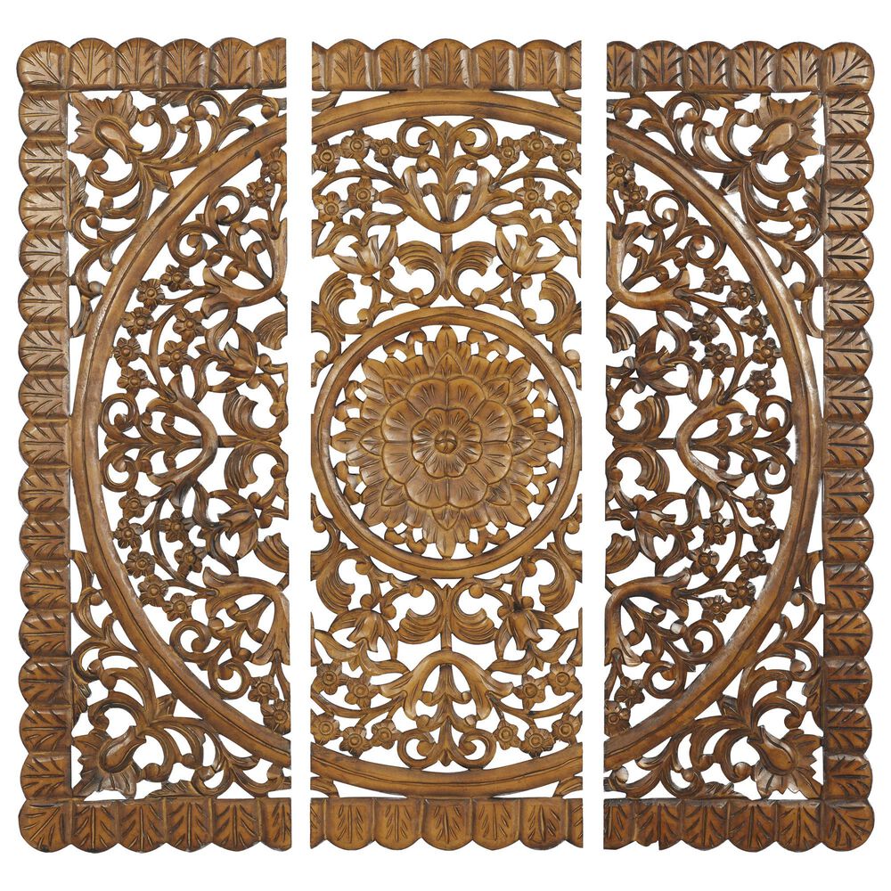 Maple and Jade 48" Wall Art in Brown (Set of 3), , large