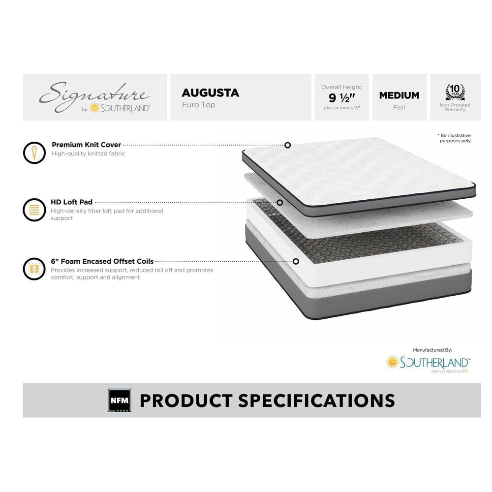 Southerland Signature Augusta Medium Euro Top King Mattress with Low Profile Box Spring, , large