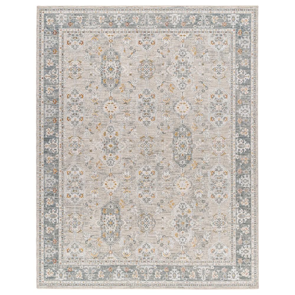 Surya Dresden DRE-2325 Medium Gray, Gray, White, Light Slate, Mustard and Rust 6&#39;7&quot; x 9&#39;6&quot; Area Rug, , large