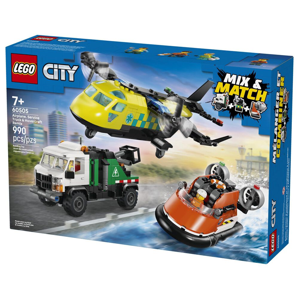 LEGO City Airplane, Service Truck and Hovercraft Remix Building Set, , large
