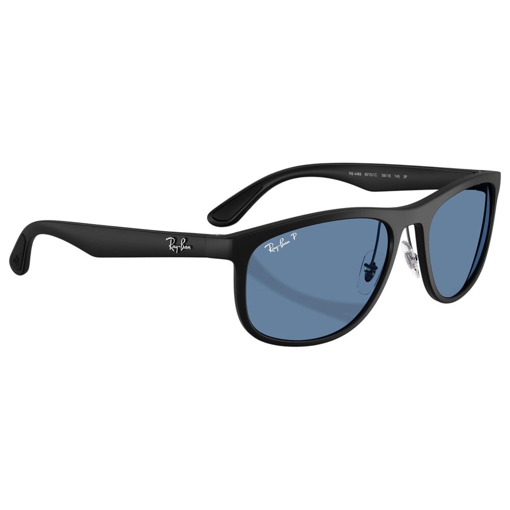 Rayban Glasses Sunglasses with Polarized Blue Lenses in Matte Sand Black, , large