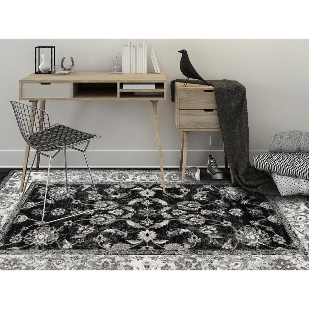 Amer Rugs Alexandria 4&#39; x 6&#39; Black and Ivory Area Rug, , large