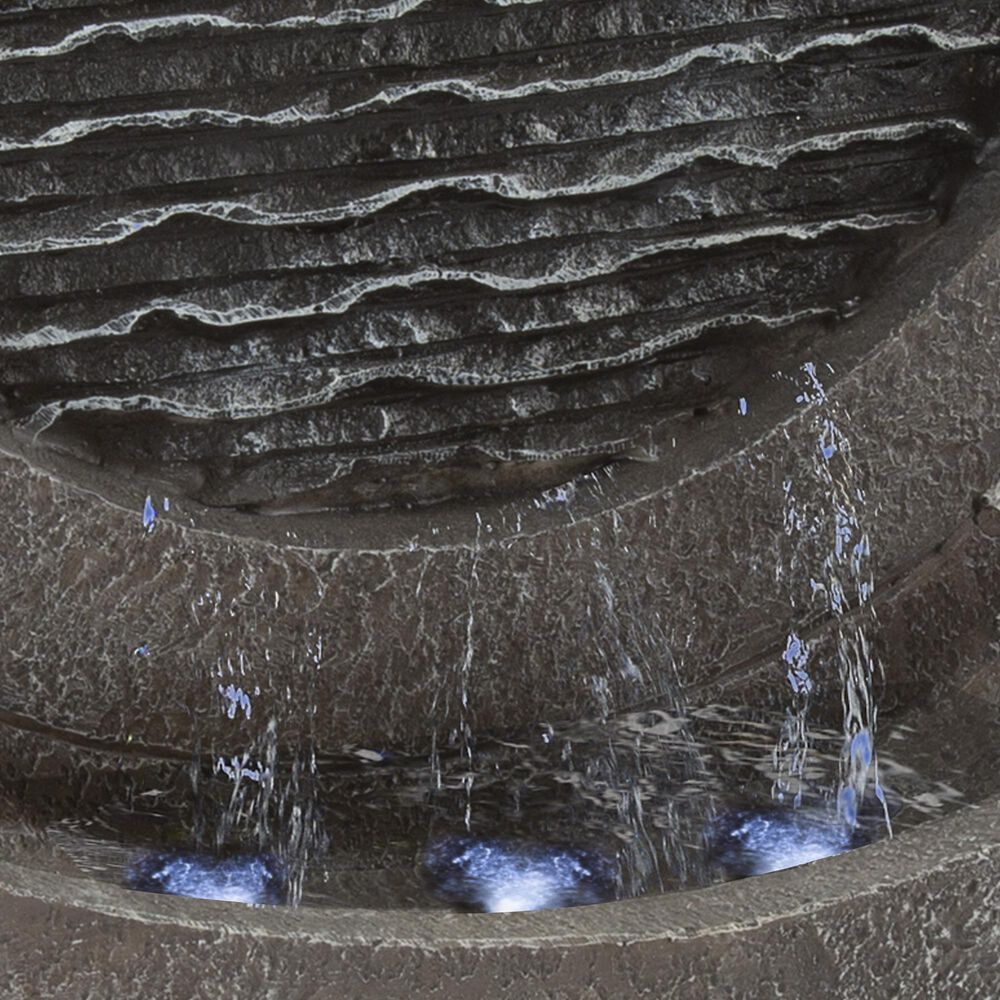 Timberlake Pure Garden Round LED Cascade Fountain in Stone Gray, , large