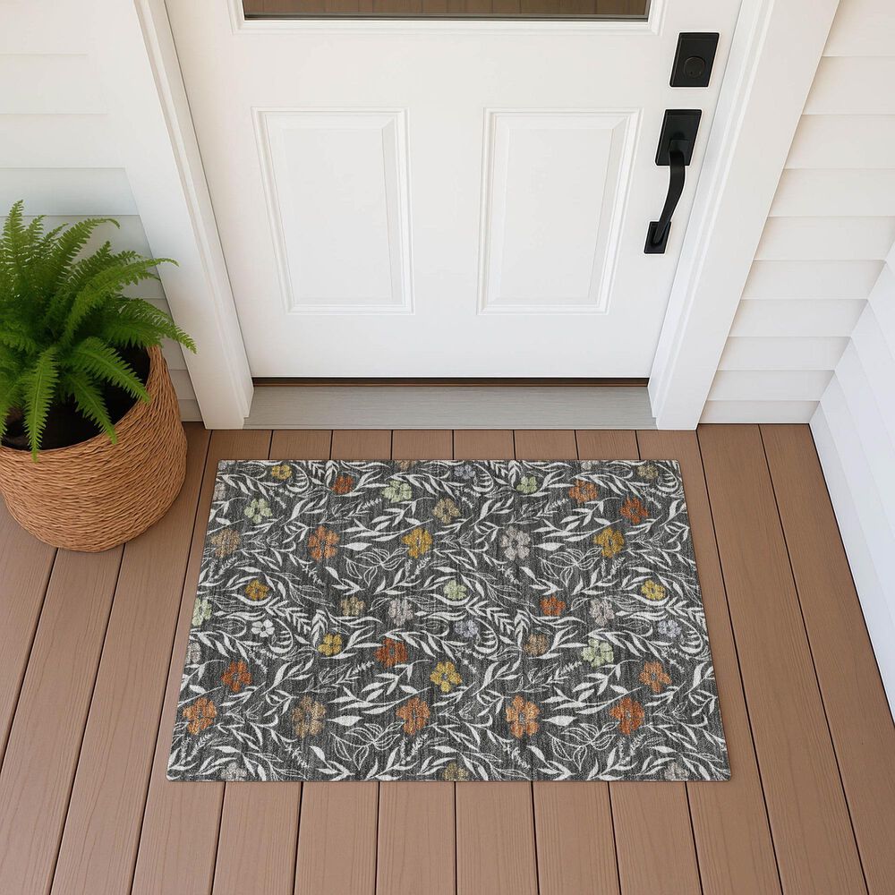 Dalyn Rug Company Soft Essentials Floral Graphite 1'8" x 2'6" Indoor/Outdoor Area Rug, , large