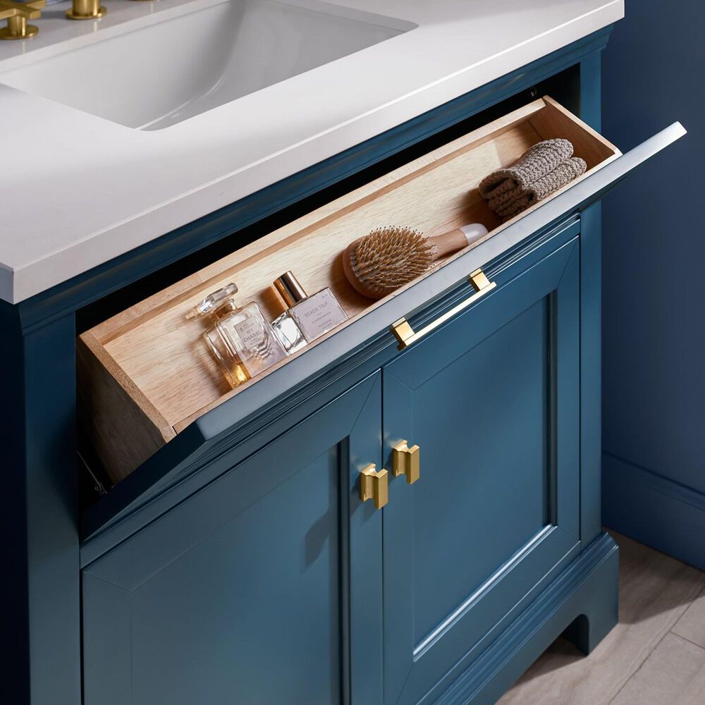 Kohler Charlemont 30&quot; Single Bathroom Vanity in Tidal Blue with 3 cm White Quartz Top and Rectangular Sink, , large