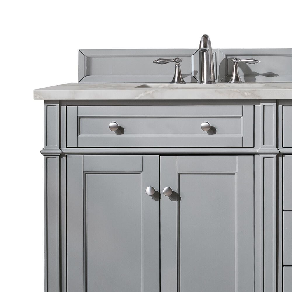 James Martin Vanities Brittany 72&quot; Double Bathroom Vanity in Urban Gray with 3 cm Victorian Silver Quartz Top and Rectangular Sinks, , large
