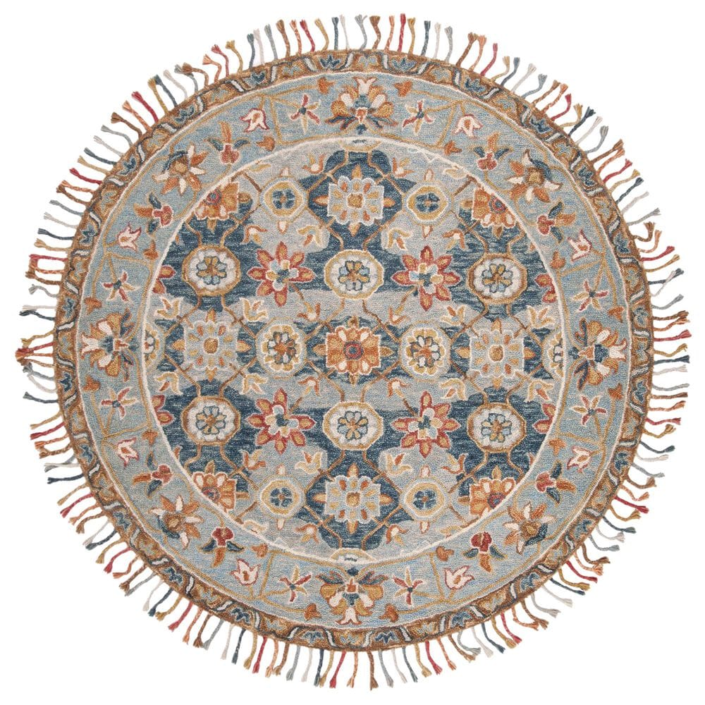 Safavieh Aspen 3' Round Gray and Navy Area Rug, , large