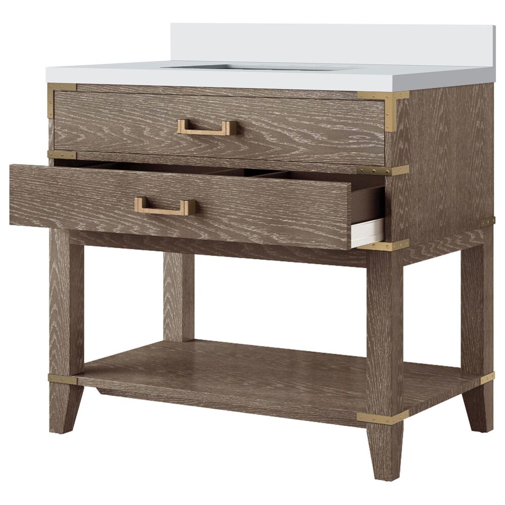 Lexora Home Norwalk 36&quot; Single Bathroom Vanity in Grey Oak with White Quartz Top and Rectangular Sink, , large